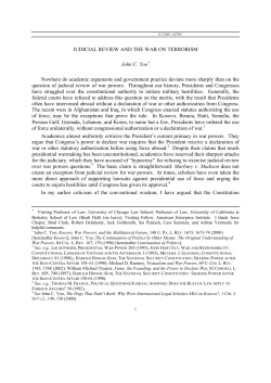 JUDICIAL REVIEW AND THE WAR ON TERRORISM John C. Yoo