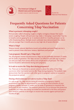 Frequently Asked Questions for Patients Concerning Tdap Vaccination
