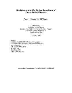 Needs Assessment For Medical Surveillance Of Former Hanford