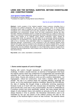 LENIN AND THE NATIONAL QUESTION. BEYOND ESSENTIALISM