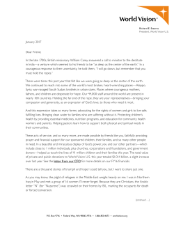 Dear Friend, In the late 1700s, British missionary William Carey