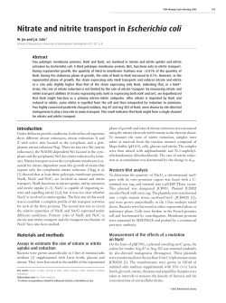 Nitrate and nitrite transport in Escherichia coli