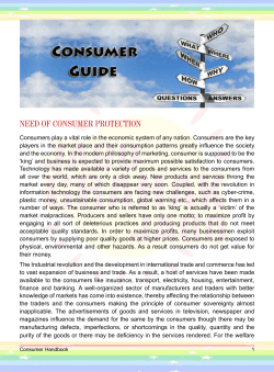 Need of CoNsumer ProteCtioN - Department of Consumer Affairs