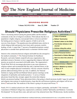 Should Physicians Prescribe Religious Activities?