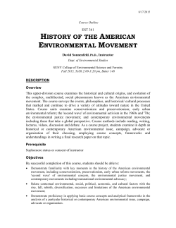 history of the american environmental movement - SUNY-ESF