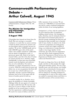 Arthur Calwell, 2 August 1945 - Making multicultural Australia