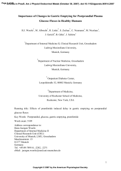 Importance of Changes in Gastric Emptying for Postprandial Plasma