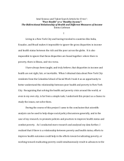 Intel Science and Talent Search Article for E=mc2 : &ldquo;Poor Health&rdquo; or