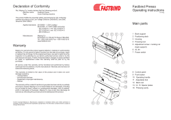 Fastbind Presso Operating instructions Main parts Declaration of