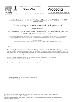 Peer Mentoring at the University Level: The - POUZ