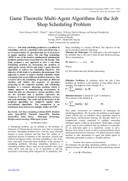 Game Theoretic Multi-Agent Algorithms for the Job Shop Scheduling
