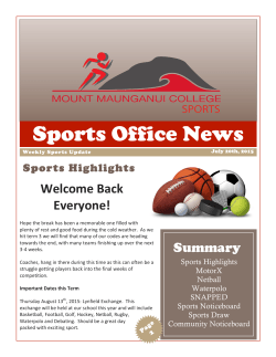 Sports Office News - Mount Maunganui College