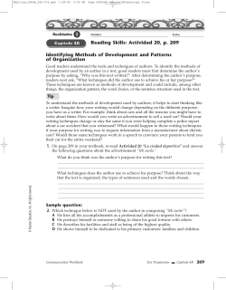 Identifying Methods of Development and Patterns of Organization
