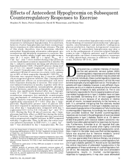 E ffects of Antecedent Hypoglycemia on Subsequent