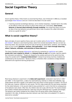 Social Cognitive Theory - Learning Theories