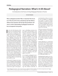 Pedagogical Narration: What`s It All About?