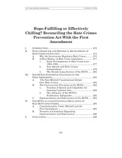 Hope-Fulfilling or Effectively Chilling? Reconciling the Hate Crimes
