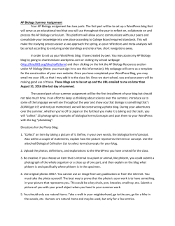 AP Biology Summer Assignment Your AP Biology assignment has