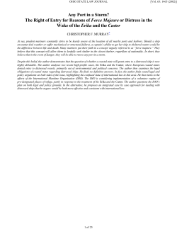 Any Port in a Storm? The Right of Entry for Reasons of Force