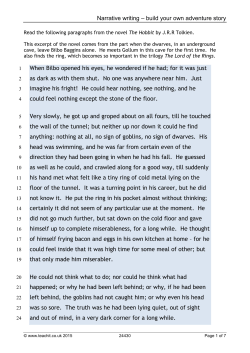 Narrative writing – build your own adventure story When Bilbo