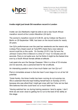 Irvette might just break SA marathon record in London Irvette van Zyl