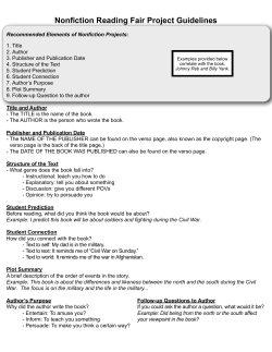 Nonfiction reading Fair Project Guidelines - Homeschool