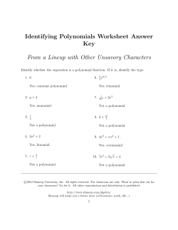 Identifying Polynomials Worksheet Answer Key From a