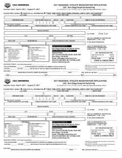 2017 Seasonal Athlete Registration Form - San Diego