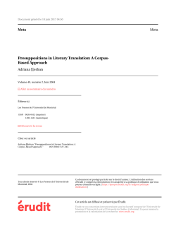 Presuppositions in Literary Translation: A Corpus- Based