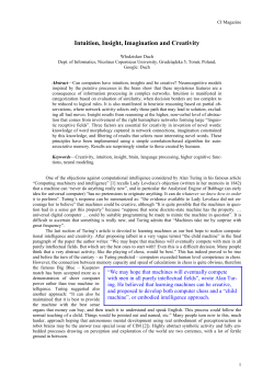 Intuition, Insight, Imagination and Creativity