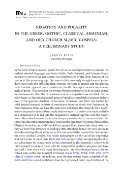 negation and polarity in the greek, gothic, classical armenian, and