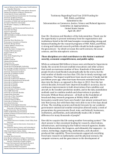 1 Testimony Regarding Fiscal Year 2018 Funding for NSF, NASA