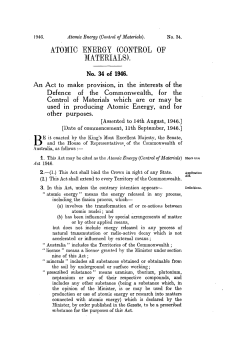 ATOMIC ENERGY (CONTROL OF MATERIALS).