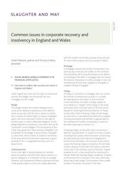 Common issues in corporate recovery and insolvency in England