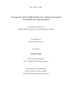 Diss. ETH No. 15001 Novel Approach to Spiro - ETH E