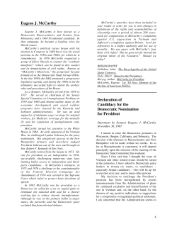 Eugene J. McCarthy Declaration of Candidacy for the Democratic