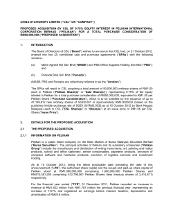 china stationery limited (“csl” or “company”) proposed