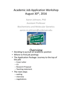 Academic Job Application Workshop 2016