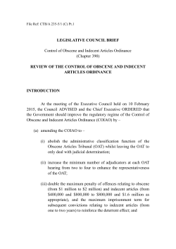 Legislative Council Brief on the Review of the Control of Obscene