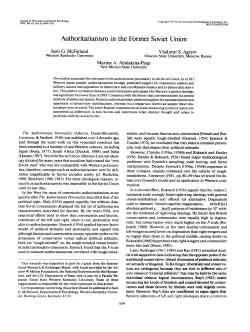 Authoritarianism in the Former Soviet Union