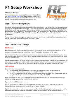 F1 Setup Workshop