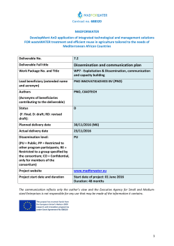 Dissemination and communication plan