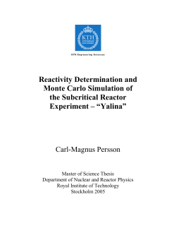 Reactivity Determination and Monte Carlo Simulation of the