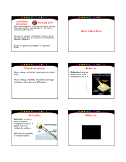 Wave Interactions Wave Interactions Reflection Refraction Refraction