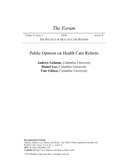 Public Opinion on Health Care Reform