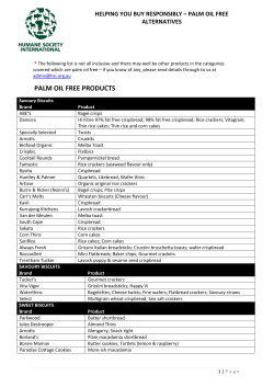 PALM OIL FREE PRODUCTS