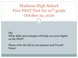 Madison High School Free PSAT Test for 10 grade October 19, 2016