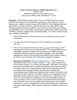 Ocean and Plume Science and Management Forum