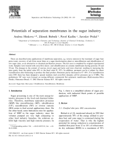 Potentials of separation membranes in the sugar industry