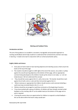 Reviewed by DW: April 2016 Marking and Feedback Policy